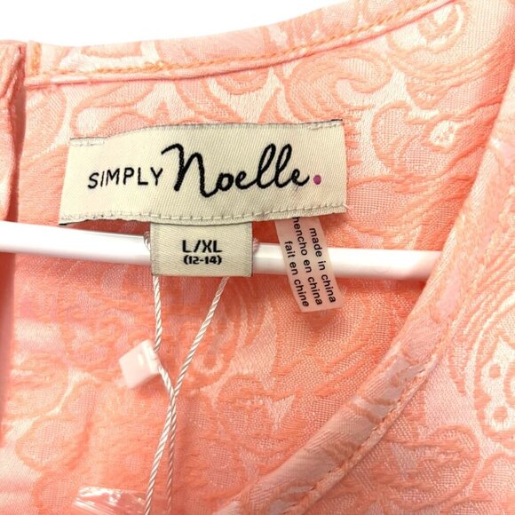 NWT Simply Noelle Peach Damask Swing Dress L/XL Pockets Sleeveless Keyhole Back - Picture 5 of 6